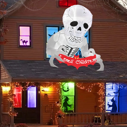 Inflatable LED Skull Skeleton for Spooky Halloween Yard Decor