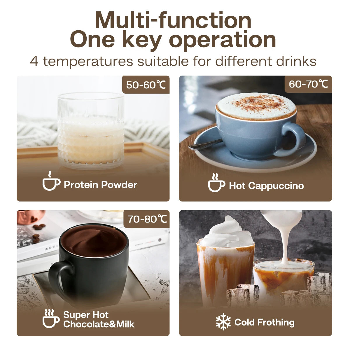 Café Creations: HiBREW 4-in-1 Frothing Machine for Perfect Lattes, Chocolates, and Protein Shakes