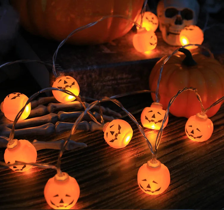 Eerie Illumination: Halloween String Lights Featuring Pumpkin, Skull & Eyeball Designs