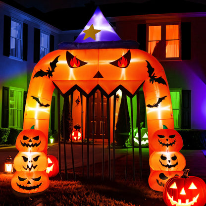 LED-Illuminated 12FT Halloween Inflatable Arch for Decor