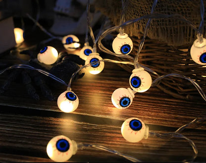 Eerie Illumination: Halloween String Lights Featuring Pumpkin, Skull & Eyeball Designs