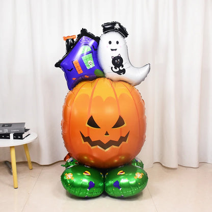 Spooky Giants: Large Halloween Pumpkin, Witch & Ghost Standing Foil Balloons