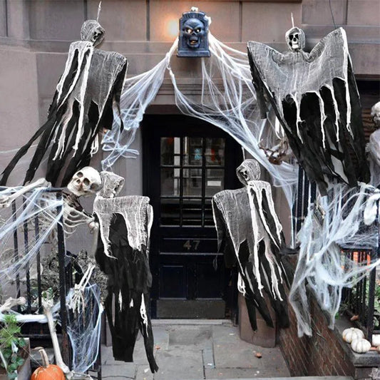 Haunted Spirits: Hanging Ghost & Skeleton Halloween Decor for a Chilling Party