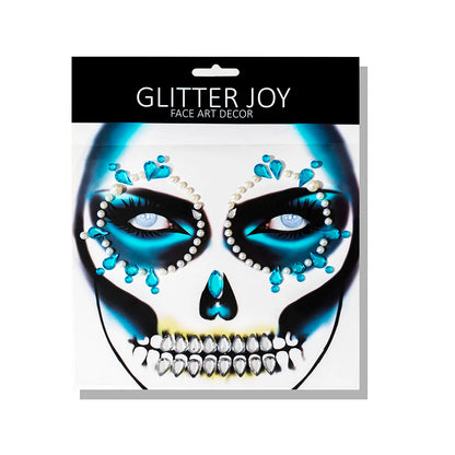 BoneBlaze: Sparkling Skull Face Stickers for Night Clubbing and Body Art