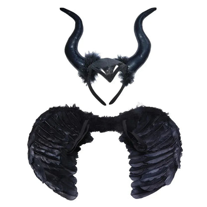 Black Demon Horns Headpiece for Halloween and Cosplay