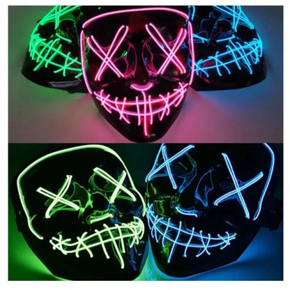 Luminous Nightmare: Adults' LED Neon Mask – Perfect for Halloween Parties and Dress-Up