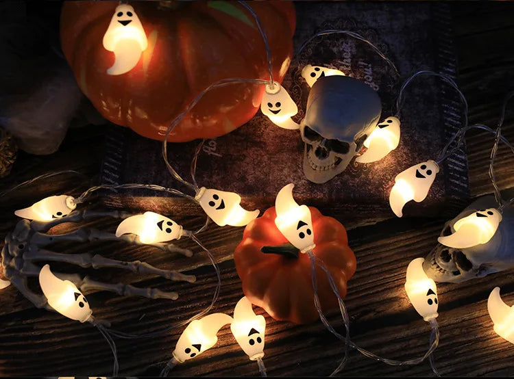 Eerie Illumination: Halloween String Lights Featuring Pumpkin, Skull & Eyeball Designs