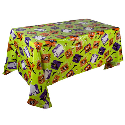 Spooky Feast: Halloween Tablecloth with Pumpkins, Bats & Spider Webs