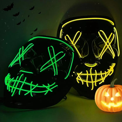 Luminous Nightmare: Adults' LED Neon Mask – Perfect for Halloween Parties and Dress-Up