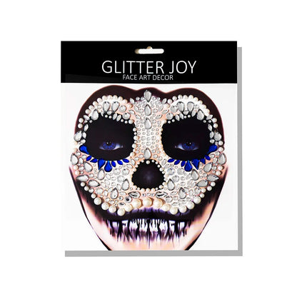 BoneBlaze: Sparkling Skull Face Stickers for Night Clubbing and Body Art