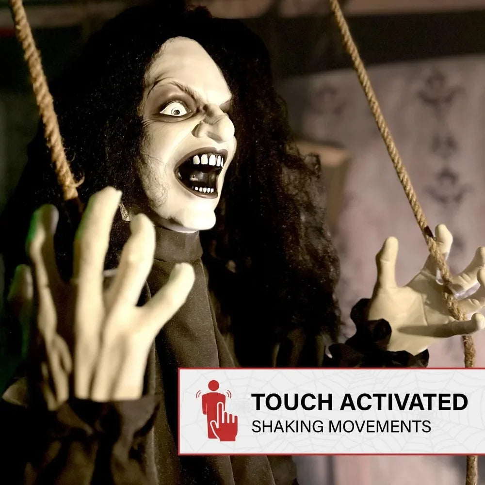 Scary Talking Demon Woman with Interactive Effects for Halloween Decor