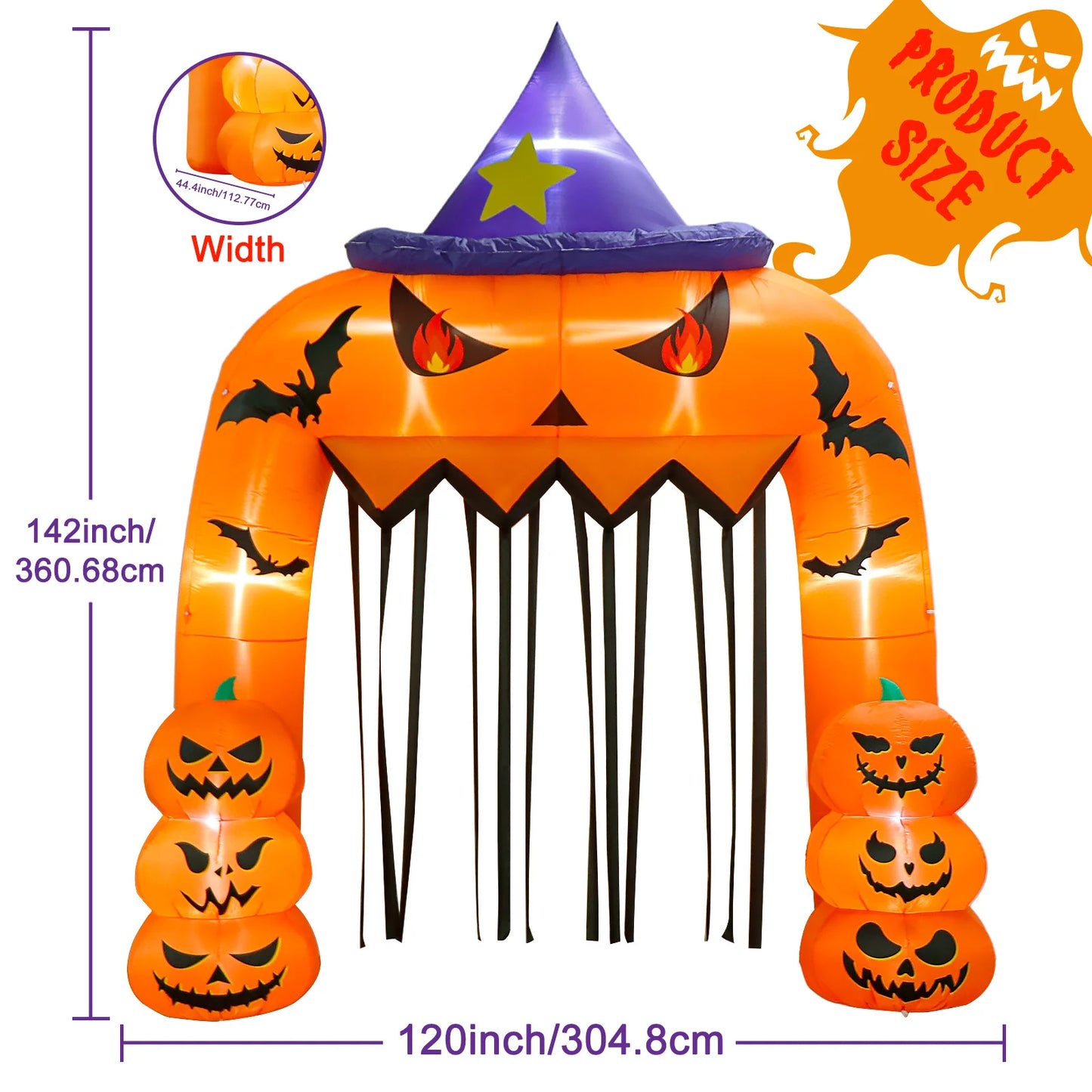 LED-Illuminated 12FT Halloween Inflatable Arch for Decor