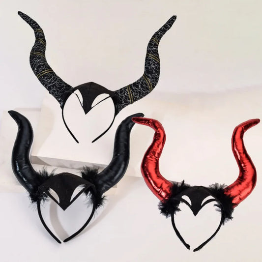 Black Demon Horns Headpiece for Halloween and Cosplay