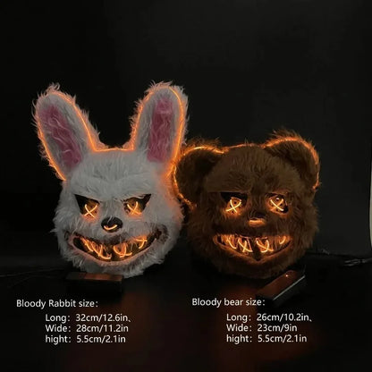 Chilling Creatures: Unisex Glowing Fur Masks for Halloween Horror Decorations