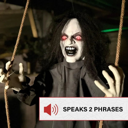 Scary Talking Demon Woman with Interactive Effects for Halloween Decor