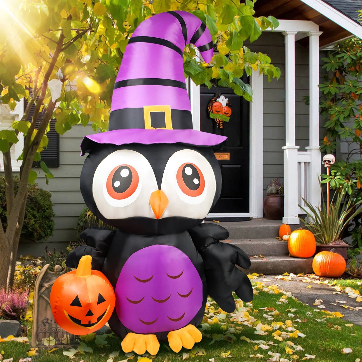 Giant Owl Inflatable with Pumpkin – Perfect for Halloween  Decor