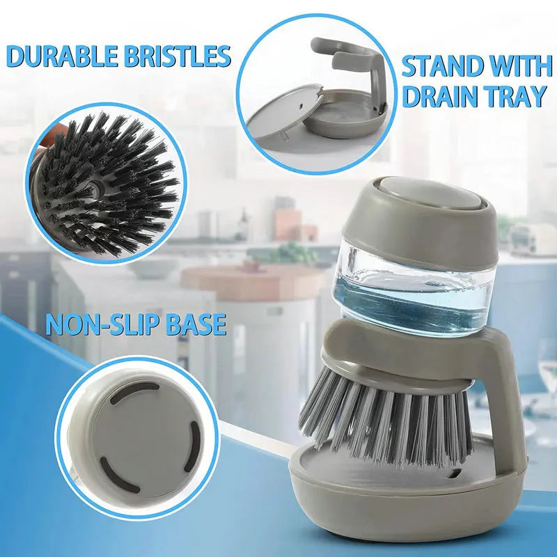 DishDuo Brush & Dispenser: Convenient Kitchen Tool for Effortless Cleaning and Storage