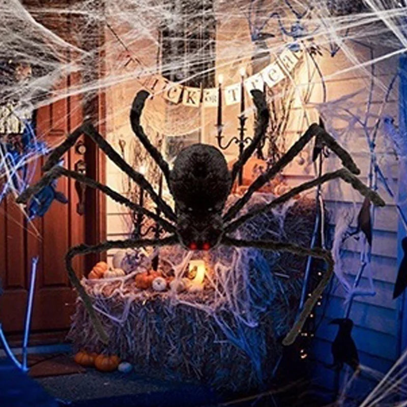 Giant Terror Spider: Black Halloween Prop for Indoor & Outdoor Haunted Decor