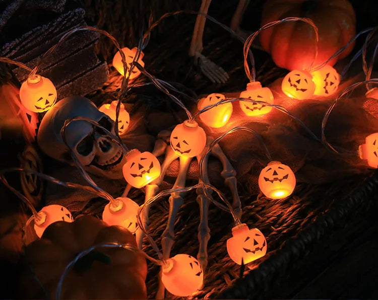 Eerie Illumination: Halloween String Lights Featuring Pumpkin, Skull & Eyeball Designs